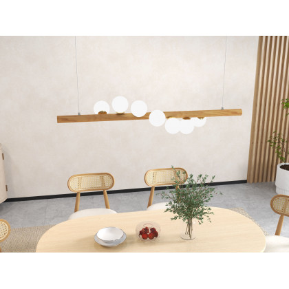 HMR Modern Linear 7-Light Kitchen Island Pendant Light Glass Globe - White