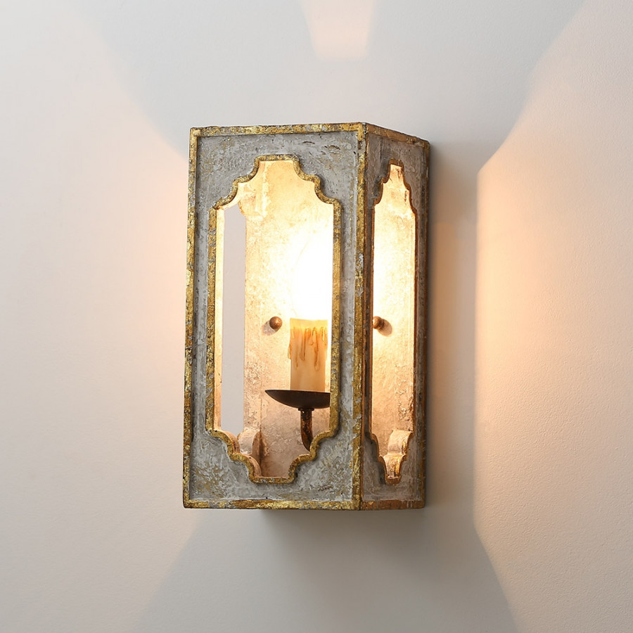 HMR - Lightelk Heye Candle Square Distressed Wall Sconce in 1-Light
