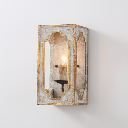 HMR - Lightelk Heye Candle Square Distressed Wall Sconce in 1-Light