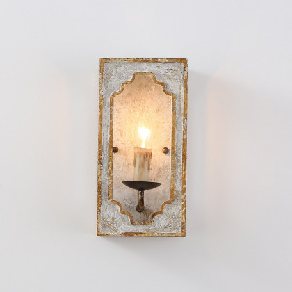 HMR - Lightelk Heye Candle Square Distressed Wall Sconce in 1-Light