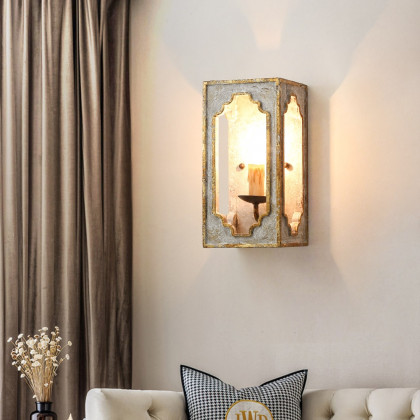 HMR - Lightelk Heye Candle Square Distressed Wall Sconce in 1-Light