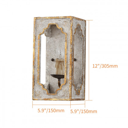 HMR - Lightelk Heye Candle Square Distressed Wall Sconce in 1-Light