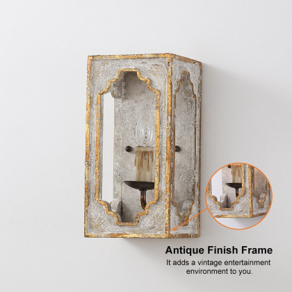 HMR - Lightelk Heye Candle Square Distressed Wall Sconce in 1-Light