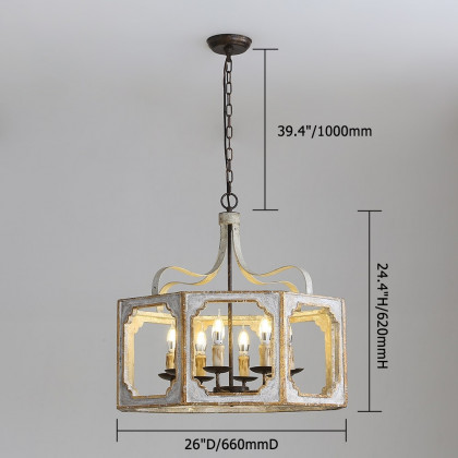 HMR - Lightelk French 8-Light Metal and Wood Chandelier in Antique Gray and Gold