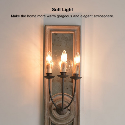 HMR - Candle 3-Light Mirrored Wall Sconce in Wood and Metal
