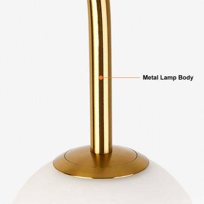 HMR - 60" Arc Floor Lamp with Shelf with Glass Shade and Marble Base in Gold