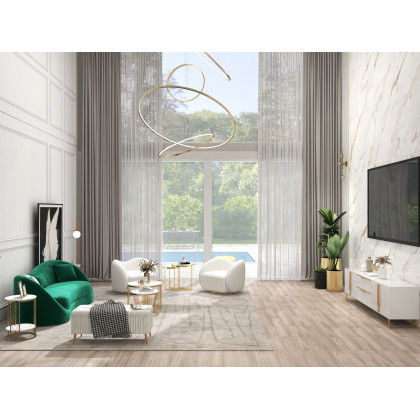HMR - 60" Arc Floor Lamp with Shelf with Glass Shade and Marble Base in Gold