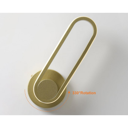 HMR Modern Indoor Oval Wall Sconce with LED Rotated - Gold