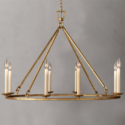 HMR - Rustic Candle Round Chandelier for Living Room in 8-Light