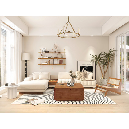 HMR - Rustic Candle Round Chandelier for Living Room in 8-Light