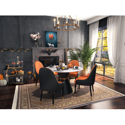 HMR - Rustic Candle Round Chandelier for Living Room in 8-Light