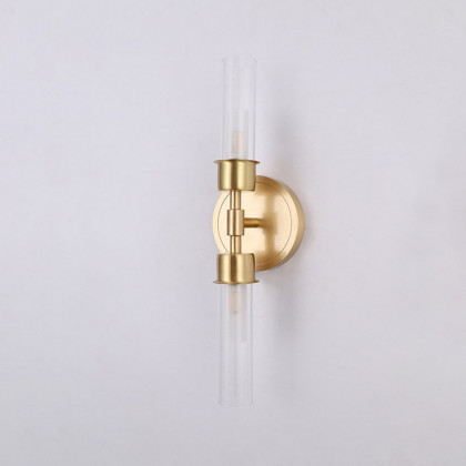 HMR - Brass 2-Light Wall Sconce for Bedroom in 15.4"L