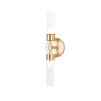 HMR - Brass 2-Light Wall Sconce for Bedroom in 15.4"L