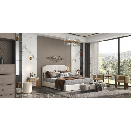 HMR - Brass 2-Light Wall Sconce for Bedroom in 15.4"L