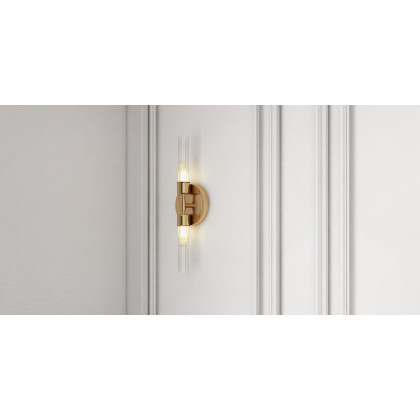 HMR - Brass 2-Light Wall Sconce for Bedroom in 15.4"L