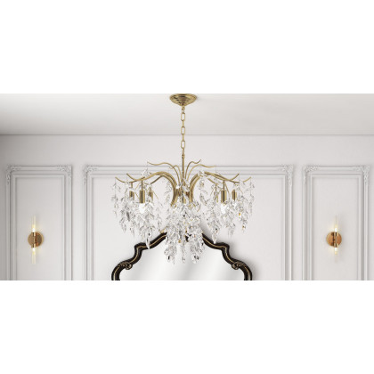 HMR - Brass 2-Light Wall Sconce for Bedroom in 15.4"L