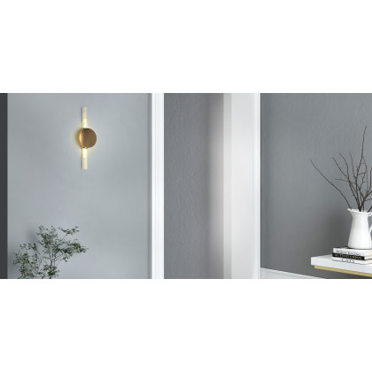 HMR - Brass 2-Light Wall Sconce for Bedroom in 15.4"L