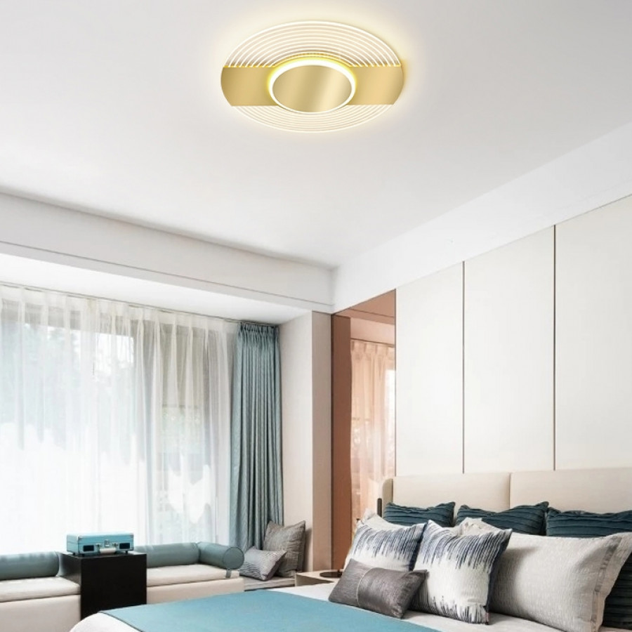 HMR - Round LED Flush Mount Light in Gold, Metal
