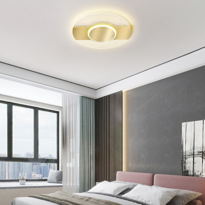HMR - Round LED Flush Mount Light in Gold, Metal
