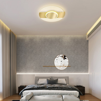 HMR - Round LED Flush Mount Light in Gold, Metal