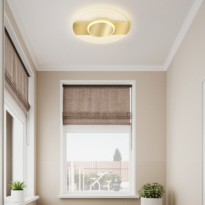 HMR - Round LED Flush Mount Light in Gold, Metal