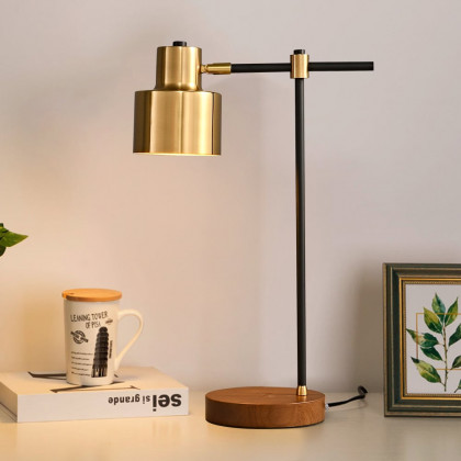 HMR - Table Lamp with Wireless Charger USB 1-Light in Black and Gold