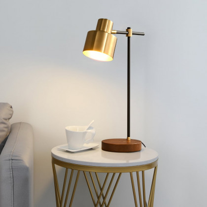 HMR - Table Lamp with Wireless Charger USB 1-Light in Black and Gold