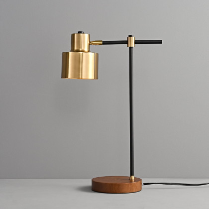 HMR - Table Lamp with Wireless Charger USB 1-Light in Black and Gold
