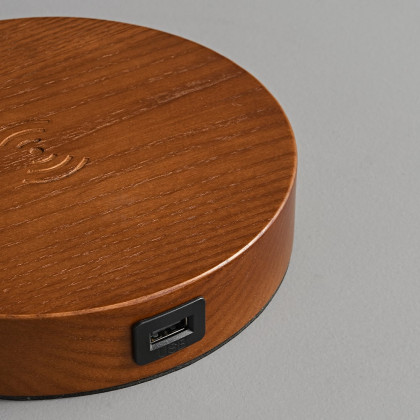 HMR - Table Lamp with Wireless Charger USB 1-Light in Black and Gold