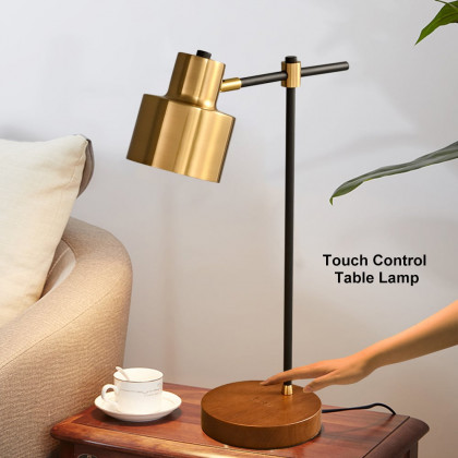 HMR - Table Lamp with Wireless Charger USB 1-Light in Black and Gold