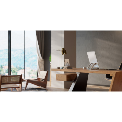 HMR - Table Lamp with Wireless Charger USB 1-Light in Black and Gold