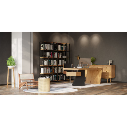 HMR - Table Lamp with Wireless Charger USB 1-Light in Black and Gold