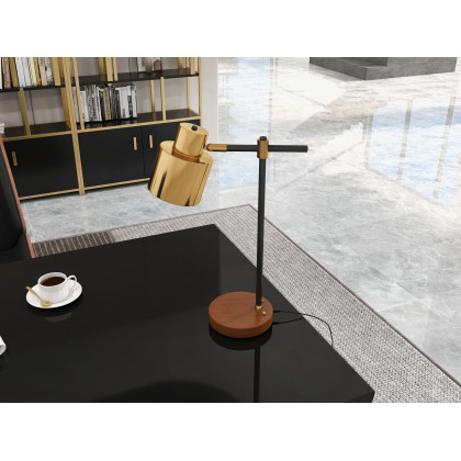 HMR - Table Lamp with Wireless Charger USB 1-Light in Black and Gold