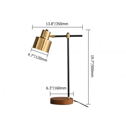 HMR - Table Lamp with Wireless Charger USB 1-Light in Black and Gold