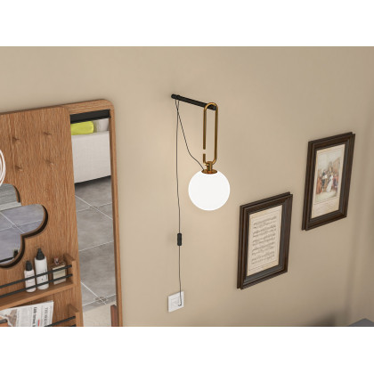 HMR - Globe Plug-in Wall Sconce in Brass