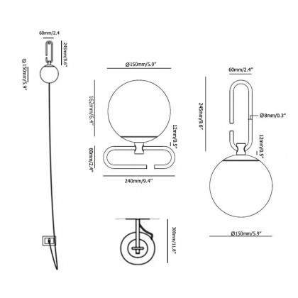 HMR - Globe Plug-in Wall Sconce in Brass
