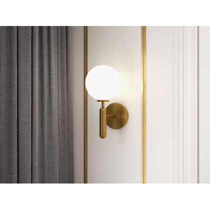 HMR - LED Globe Indoor Wall Sconce in White and Gold, Glass