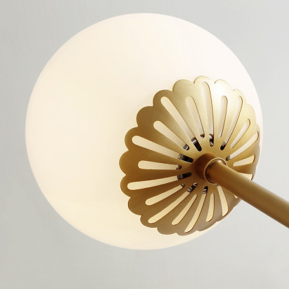 HMR - 3-Light Semi Flush Mount Light with Globe Shade in Gold