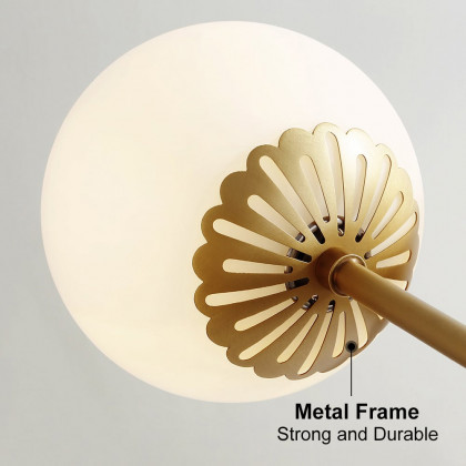 HMR - 3-Light Semi Flush Mount Light with Globe Shade in Gold