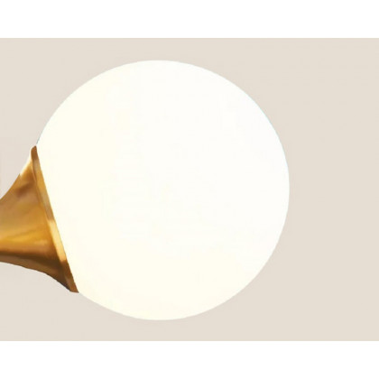 HMR - Globerg 4-Light Semi-Flush Mount Globe Shade Chandelier in Brass