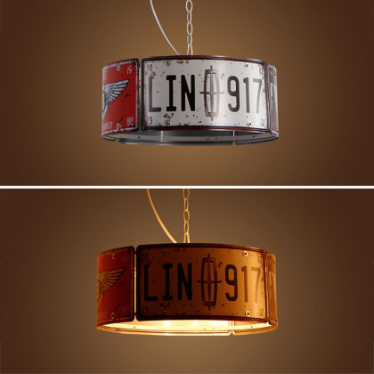 HMR Industrial Square 3-Light Pendant Light - Orange, Style A