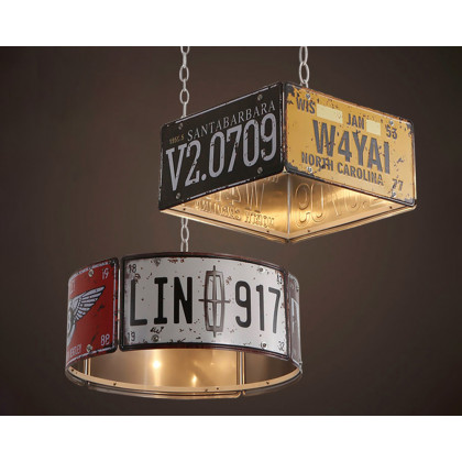 HMR Industrial Square 3-Light Pendant Light - Orange, Style A