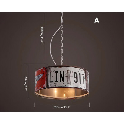 HMR Industrial Square 3-Light Pendant Light - Orange, Style A