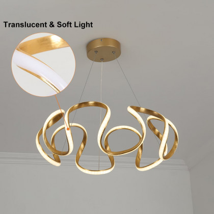 HMR - Rola LED Unique Geometric Chandelier with Hanging Pendant Light in Gold