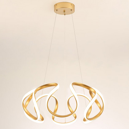 HMR - Rola LED Unique Geometric Chandelier with Hanging Pendant Light in Gold