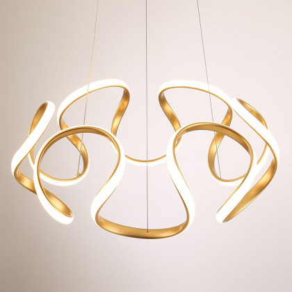 HMR - Rola LED Unique Geometric Chandelier with Hanging Pendant Light in Gold