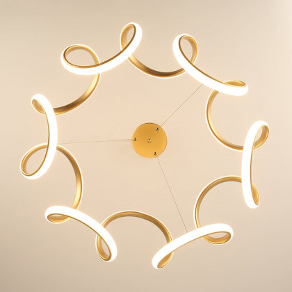 HMR - Rola LED Unique Geometric Chandelier with Hanging Pendant Light in Gold