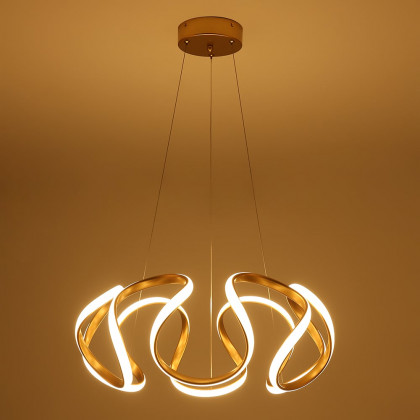 HMR - Rola LED Unique Geometric Chandelier with Hanging Pendant Light in Gold