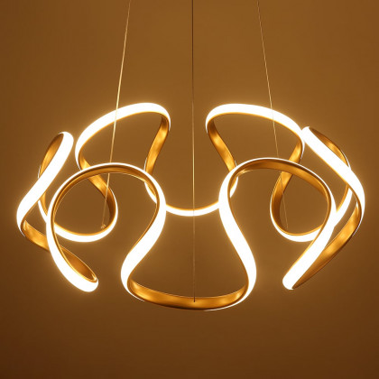 HMR - Rola LED Unique Geometric Chandelier with Hanging Pendant Light in Gold