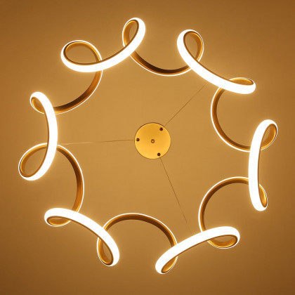 HMR - Rola LED Unique Geometric Chandelier with Hanging Pendant Light in Gold